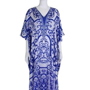 Kaftan Blue and White Dress | Kaftans for Sale | Kaftan Dress Online | Caftans